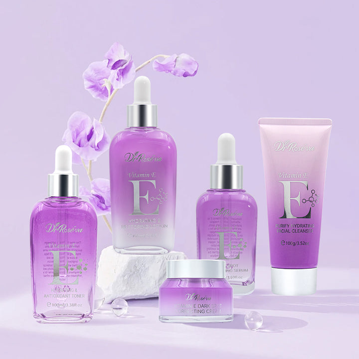 DR.ROSEVA 5Pcs Private Label Skincare Set Anti-Acne Dark Spot Remover Face Toner Cream Whitening Vitamin E Skin Care Sets